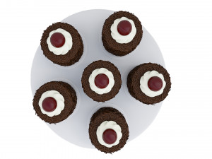 Cherry Chocolate Mini Cakes Model 3D