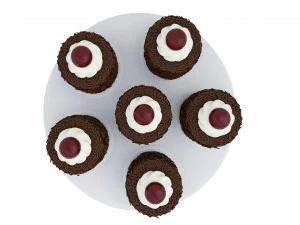 Cherry Chocolate Mini Cakes 3D Model