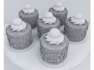 Cherry Chocolate Mini Cakes Model 3D