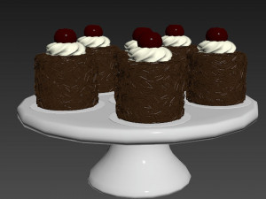 Cherry Chocolate Mini Cakes Model 3D