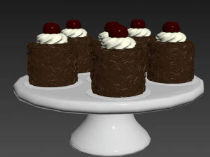 Cherry Chocolate Mini Cakes 3D Model
