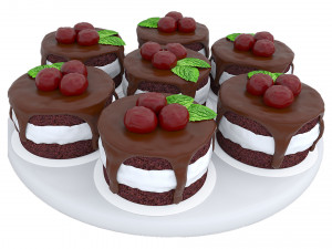 Cherry Chocolate Mini Cakes 2 3D 模型