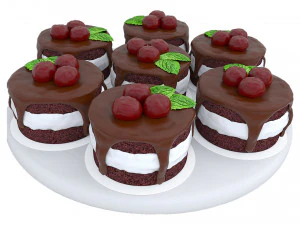 Мини-пирожные с вишней и шоколадом 2 3D Модель