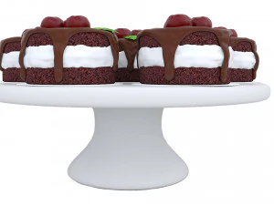 Cherry Chocolate Mini Cakes 2 3D Model