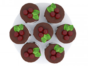 Cherry Chocolate Mini Cakes 2 3D 模型