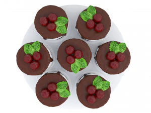 Cherry Chocolate Mini Cakes 2 3D Model