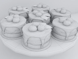 Cherry Chocolate Mini Cakes 2 3D Model