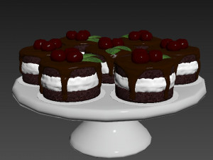 Cherry Chocolate Mini Cakes 2 3D 模型