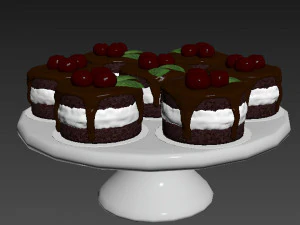 Cherry Chocolate Mini Cakes 2 3D Model