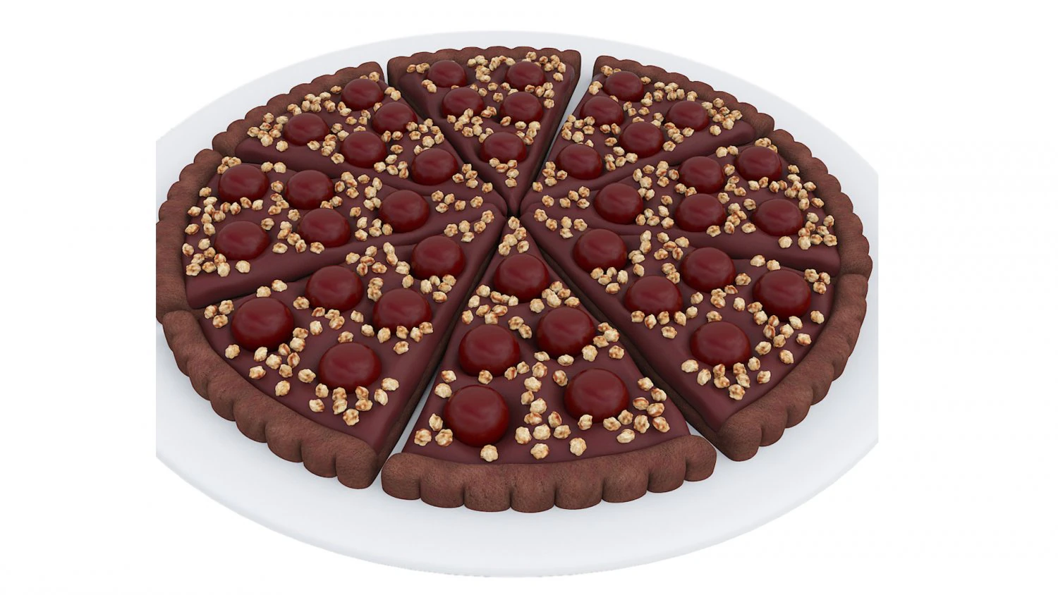 Cherry Chocolate Tart 3D Model .c4d .max .obj .3ds .fbx .stl .blend 