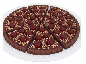 Cherry Chocolate Tart 3D Model