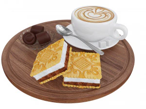 Biscoitos de Caf&eacute; e Sandu&iacute;che Modelo 3D