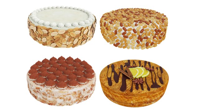 Cake collection 3D Model .c4d .max .obj .3ds .fbx .stl .blend