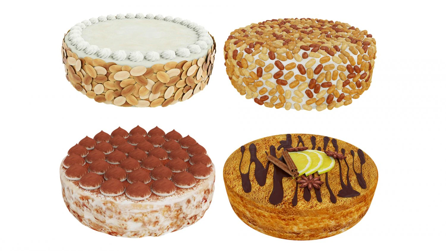 Cake collection 3D Model .c4d .max .obj .3ds .fbx .stl .blend 