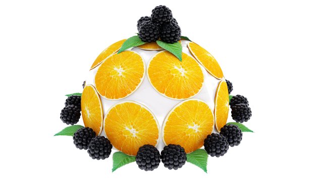 Cake With Oranges and Blackberries 3D Model .c4d .max .obj .3ds .fbx .stl .blend 