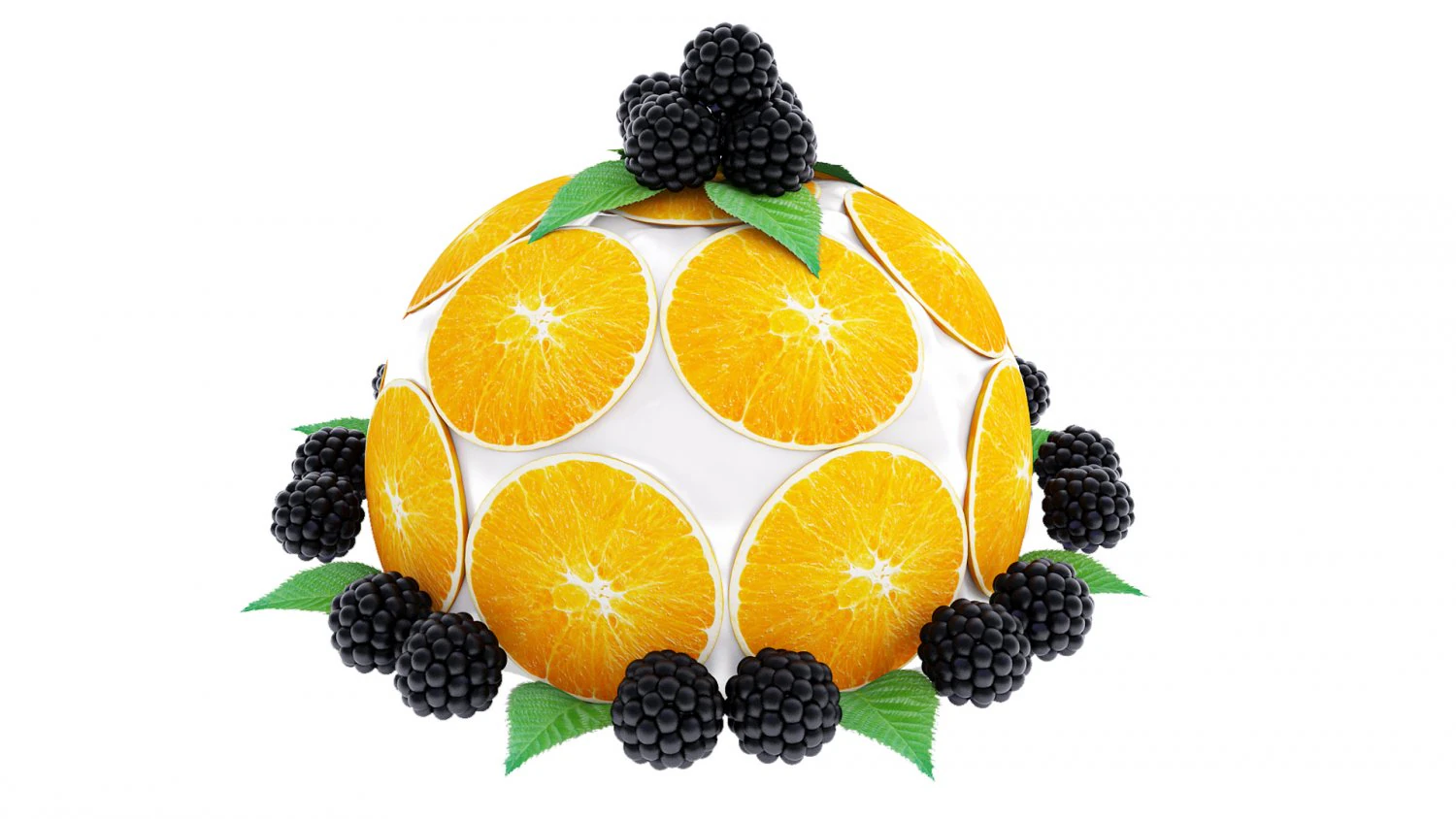 Cake With Oranges and Blackberries 3D Model .c4d .max .obj .3ds .fbx .stl .blend 