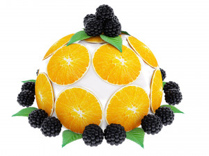 Cake With Oranges and Blackberries Modello 3D