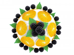 Cake With Oranges and Blackberries 3D Model