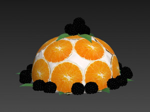 Cake With Oranges and Blackberries 3D Model
