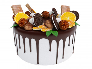 Cake With Oreo Cookies 3D Model