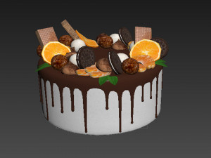 Cake With Oreo Cookies 3D Model