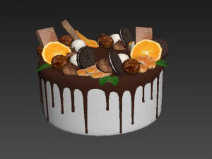 Cake With Oreo Cookies 3D Model