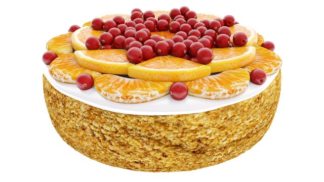 Cake With Tangerines and Cranberries Modelo 3D .c4d .max .obj .3ds .fbx .stl .blend 