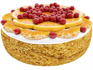 Cake With Tangerines and Cranberries 3D Model
