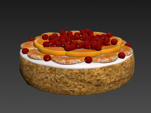 Cake With Tangerines and Cranberries Modelo 3D