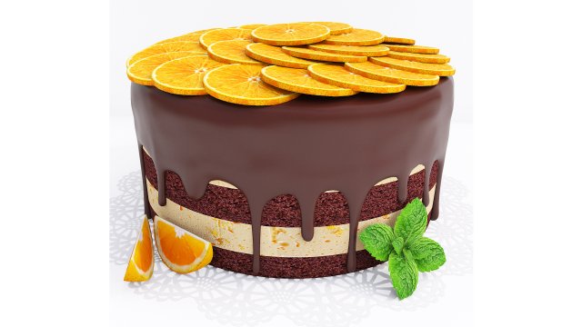 Orange Chocolate Cake Modelo 3D .c4d .max .obj .3ds .fbx .stl .blend 