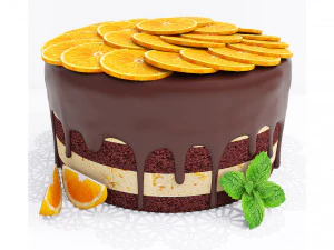 Pastel De Naranja Y Chocolate Modelo 3D