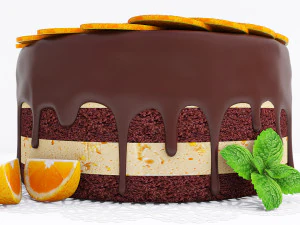 Orange Chocolate Cake 3D Model