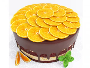 Orange Chocolate Cake 3D Model