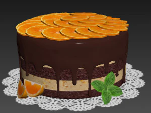 Orange Chocolate Cake 3D Model