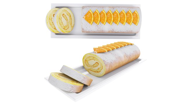 Orange Roll Cake Modelo 3D .c4d .max .obj .3ds .fbx .stl .blend 