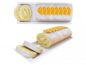 Orange Roll Cake 3D Model