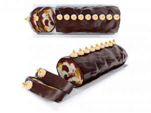 Orange Roll Cake With Chocolate 3D Model