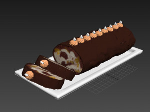 Orange Roll Cake With Chocolate 3D-Modell