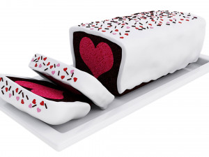 Chocolate Cake With Heart 3D Model