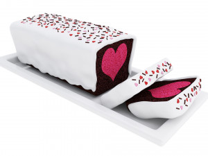 Chocolate Cake With Heart 3D Model