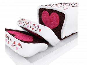 Chocolate Cake With Heart 3D Model