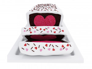 Chocolate Cake With Heart 3D Model