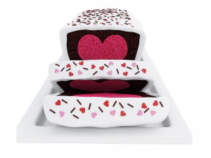 Chocolate Cake With Heart 3D Model
