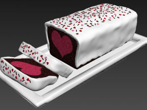 Chocolate Cake With Heart 3D Model
