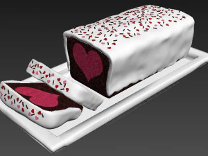 Chocolate Cake With Heart 3D Model
