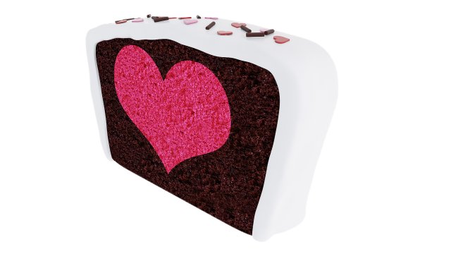 Chocolate Cake With Heart Slice 3D Model .c4d .max .obj .3ds .fbx .stl .blend 