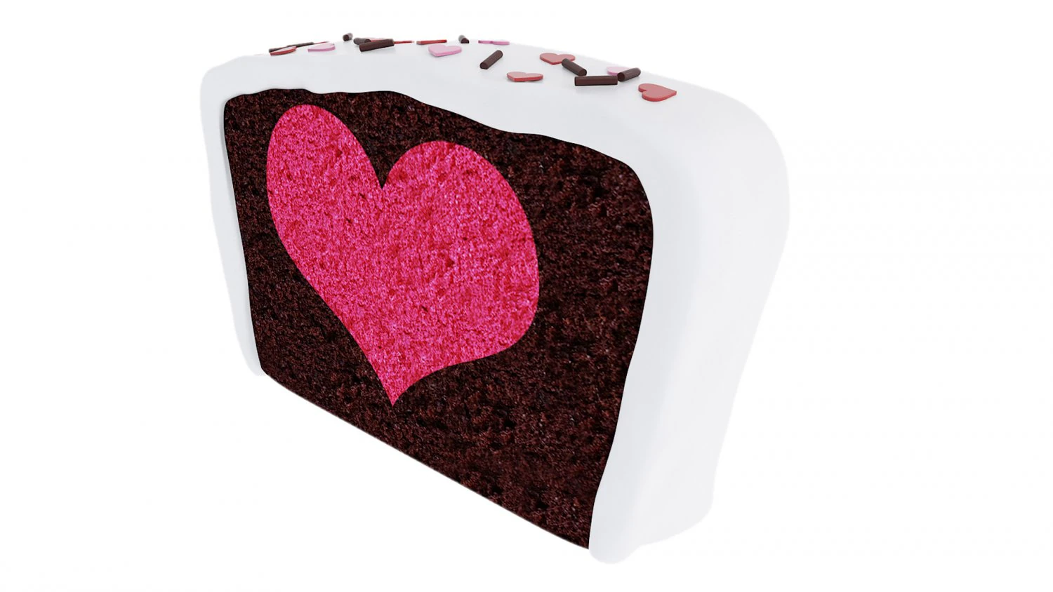Chocolate Cake With Heart Slice 3D Model .c4d .max .obj .3ds .fbx .stl .blend