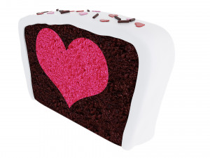 Chocolate Cake With Heart Slice 3Dモデル