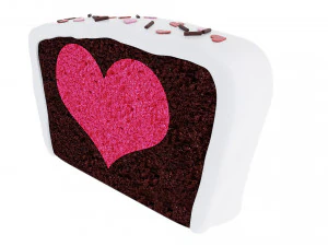 Kalp Dilimli Çikolatalı Kek 3D Model