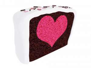 Chocolate Cake With Heart Slice 3D Model